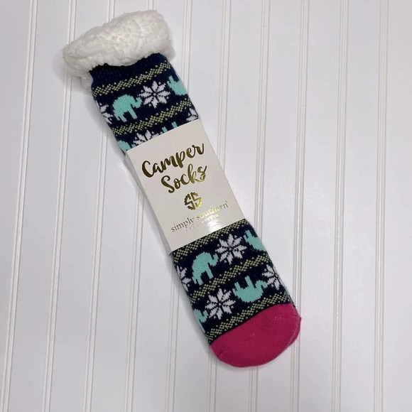 CAMPER SOCKS - SIMPLY SOUTHERN- FLANNEL RED - Picture 1 of 4